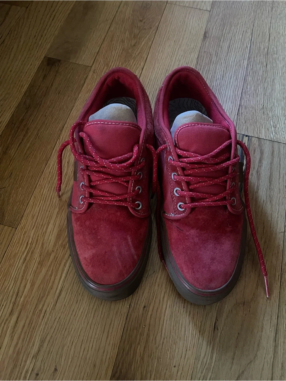 Vans Red Suede Low-Top Sneakers
